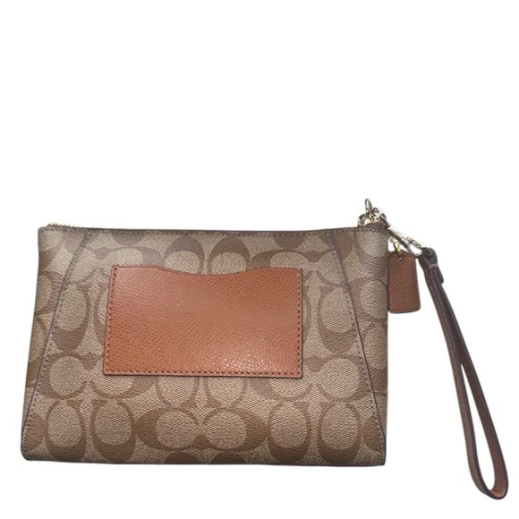 Coach Signature Tan Wristlet Clutch - Picture 7 of 9